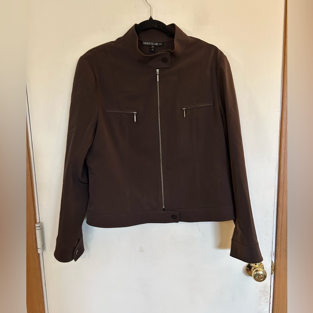 Lafayette 148, brown ladies jacket-coat size 14